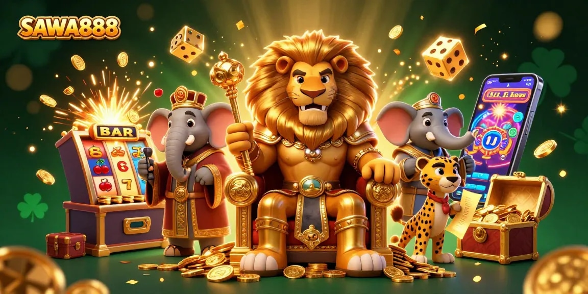 Win big with SAWA888 at the vibrant casino, featuring dynamic slot games and captivating characters.