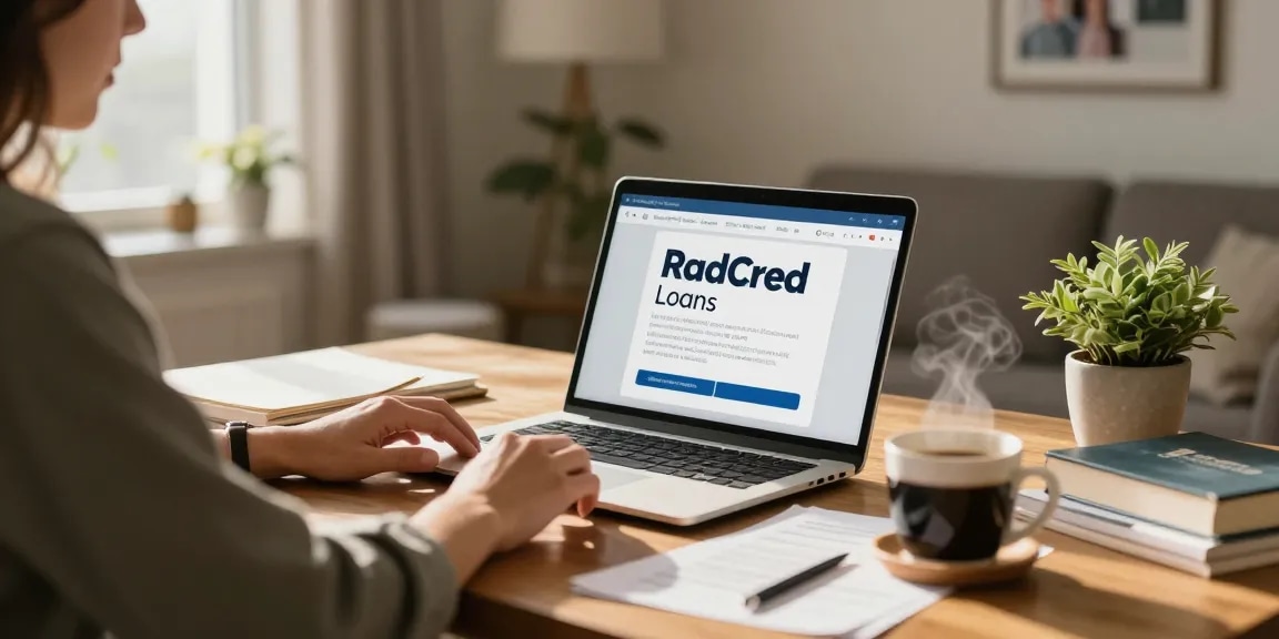 Person evaluating RadCred loans in a cozy home office setting.