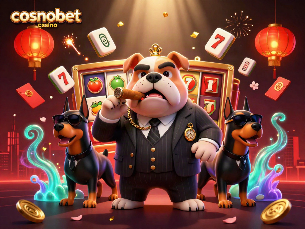 Experience thrilling action at cosmobet casino with a mafia bulldog and 3D slot elements.