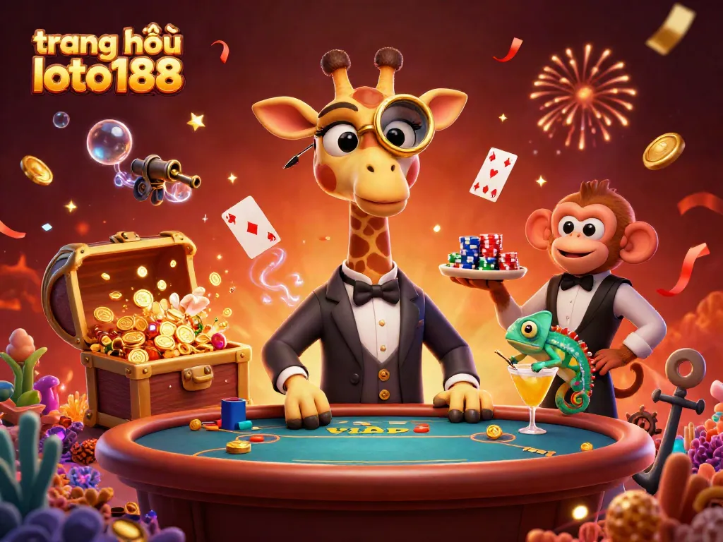 Experience the thrilling atmosphere of trang chủ loto188 featuring engaging characters in an energetic casino setting.