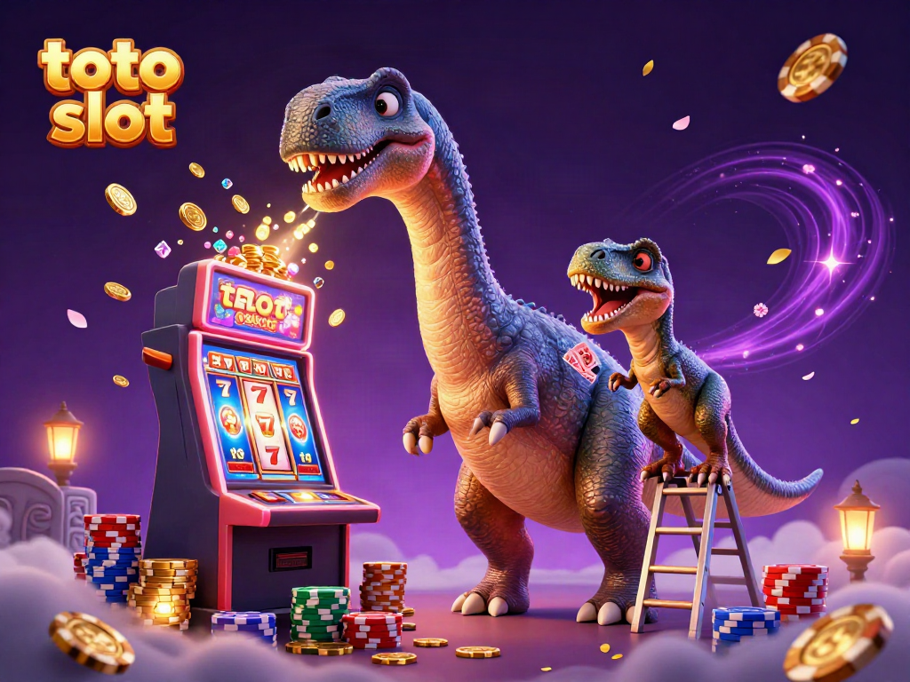 Spin the reels and win with the exciting toto slot amidst a vibrant casino scene.