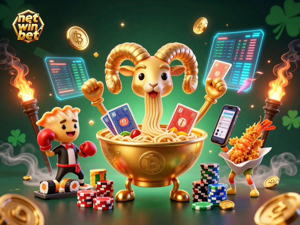 Engage in net win bet excitement with dynamic characters and glowing crypto elements.