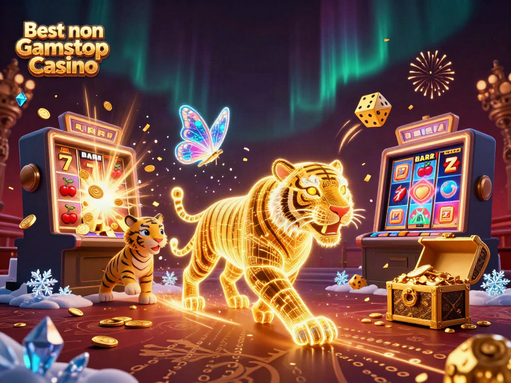 Experience the thrill of the best non Gamstop Casino with our vibrant 3D illustration of casino excitement.