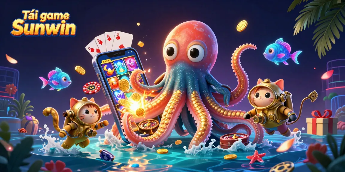Immerse yourself in gaming excitement with Tải game Sunwin, featuring a dynamic ocean scene.